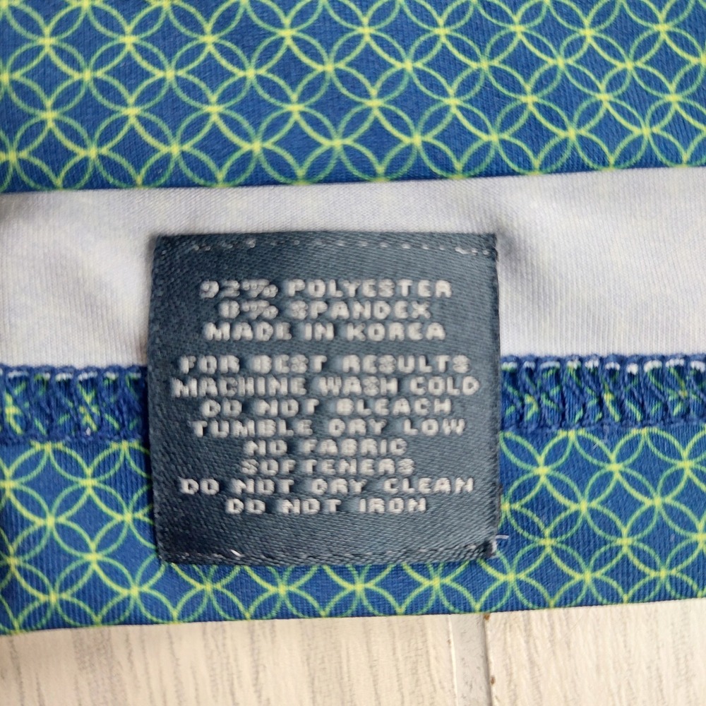 Turtleson Polo Shirt Mens XL Teal Green Geometric PGA National Resort Stretch - Picture 8 of 8